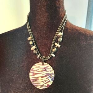 Zebra medallion necklace & earrings